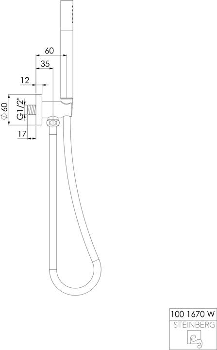 Produktbild Steinberg Serie 100 Handbrausengarnitur, mit integriertem Brauseanschlussbogen, Stabhandbrause