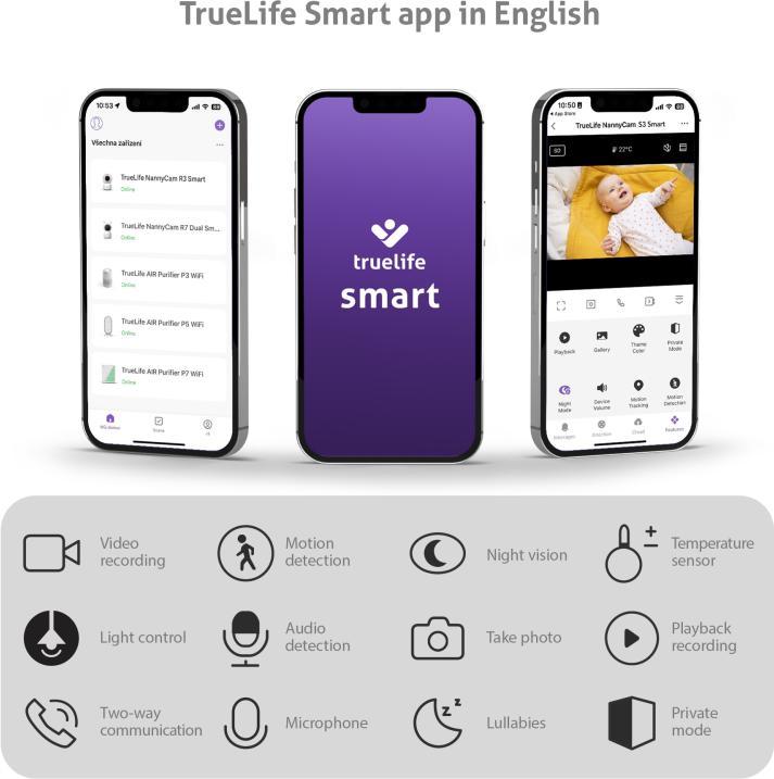 Produktbild Truelife Video varuška S3 Smart TLVMMNCS3SNWA (Babyphone mit Kamera)