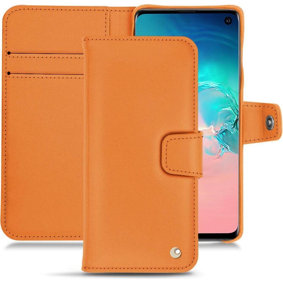 Noreve Lederschutzhülle Wallet (Samsung Galaxy S10e), Smartphone Hülle, Orange