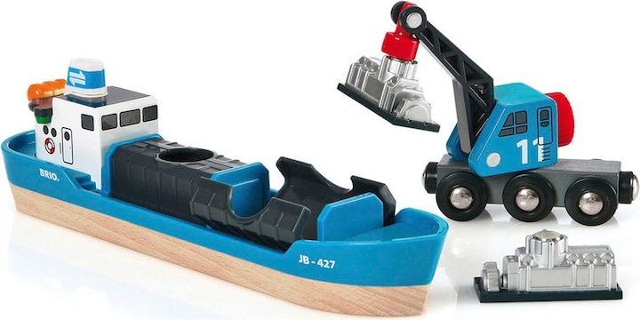 Brio Containerschiff mit Kranwagen