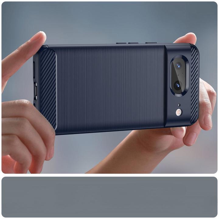 Produktbild Cover-Discount Google Pixel 8 - Metall Carbon Look Hülle blau (Google Pixel 8)