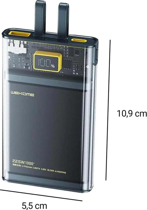 Actual product image Wekome Power bank Super Charging with int (10000 mAh, 20 W)