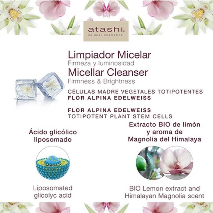 Actual product image Atashi CELLULAR PERFECTION SKIN SUBLIME limpiador micelar facial nutritivo 250ml (Facial cleansing wipes, 250 ml)