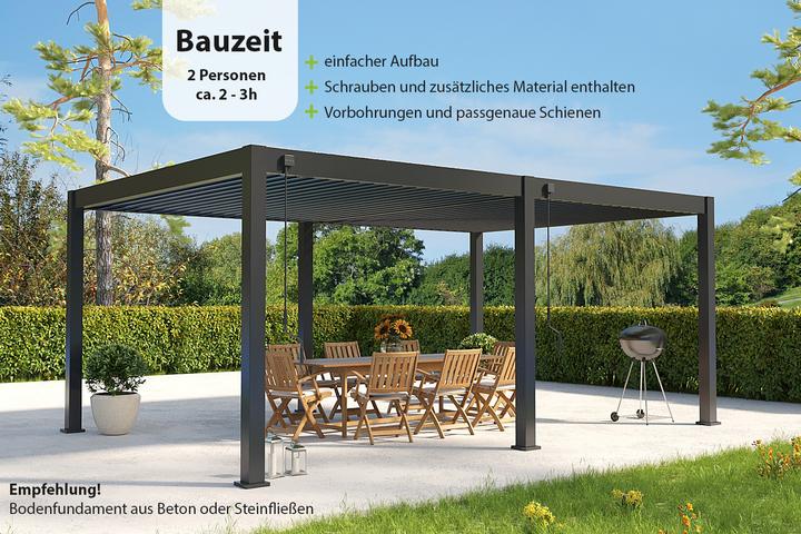 Produktbild Weide Pergola Deluxe Plus 4x6m mit Lamellendach Anthrazit (400 cm, 600 cm)