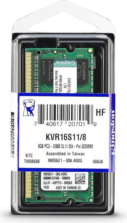 Produktbild Kingston ValueRAM (1 x 8GB, 1600 MHz, DDR3-RAM, SO-DIMM)