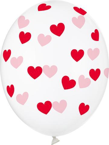 Produktbild Partydeco Luftballons durchsichtig mit roten Herzen (50 Stk.) (50 x)