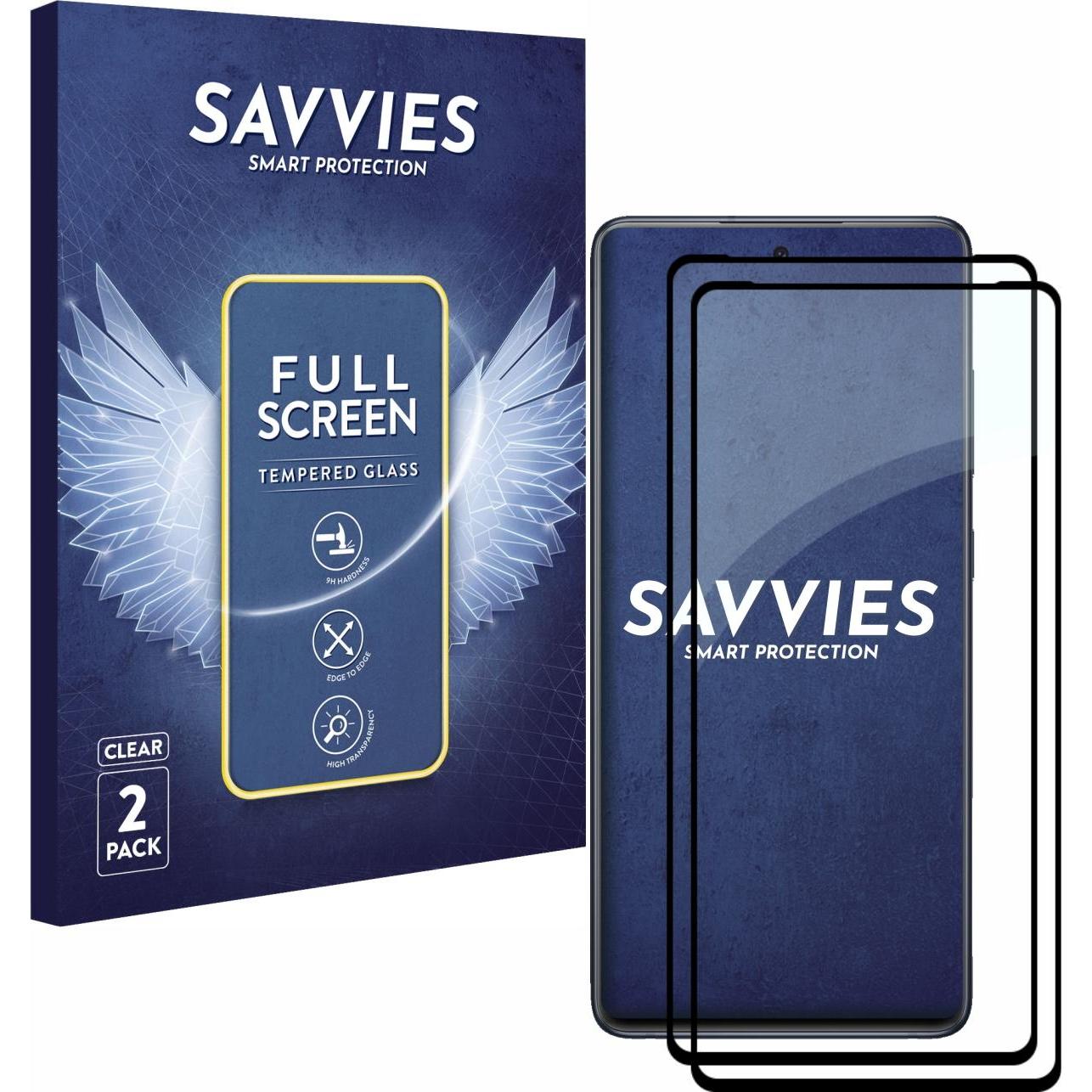 Savvies Full-Screen Displayschutz Panzerglas Schutzglas (2 Stück, Samsung Galaxy S20 FE), Smartphone Schutzfolie, Transp...