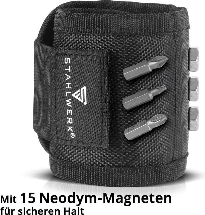 Image du produit Stahlwerk Bracelet magnétique pour les bricoleurs à domicile, avec fermeture velcro pour la fixation