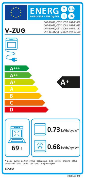 Label énergétique V-ZUG Combair V6000 7UP