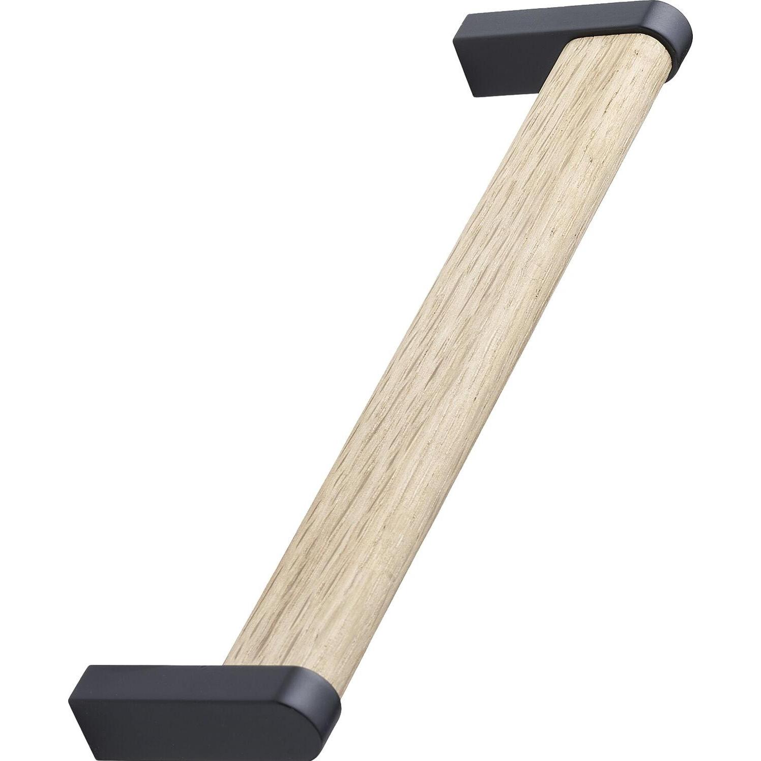Furnipart, Möbelgriff, Möbelgriff Crossing Breite 168 mm, Eiche lackiert/Sockel Zinkdruckguss schwarz
