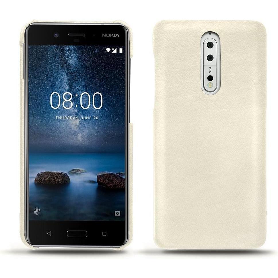 Noreve Lederschutzhülle (Nokia 8), Smartphone Hülle, Weiss