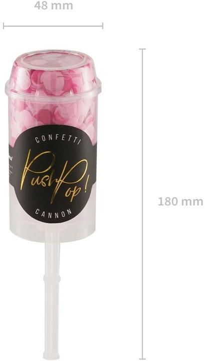 Productafbeelding Partydeco Confetti Cannon Push Pop Ø 8 mm, 1 stuk, Roze (1 Pcs.)