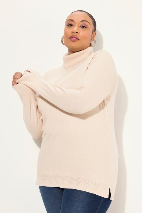 Produktbild Ulla Popken Rollkragenpullover, breite Rippbündchen, Langarm (50, 52)