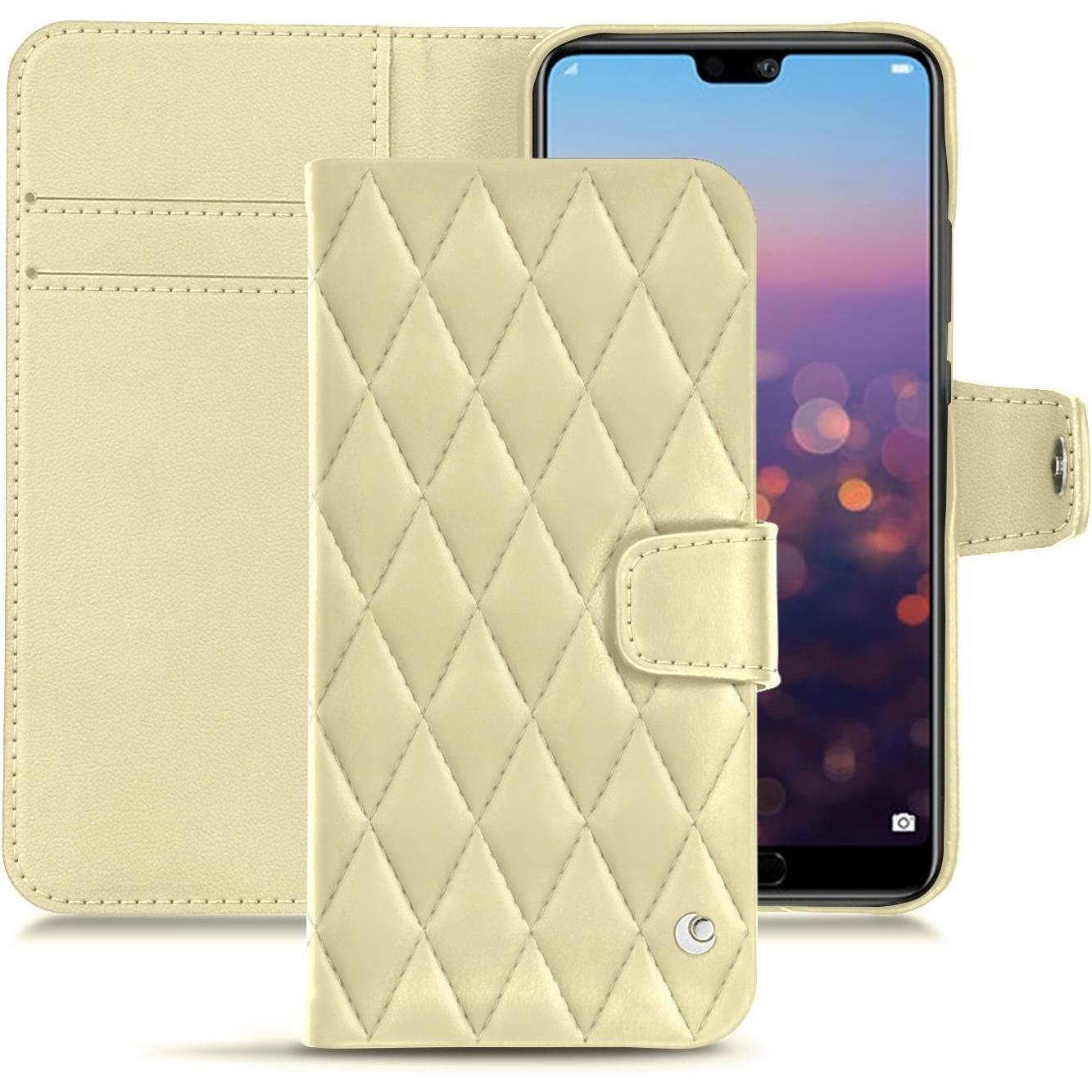 Noreve Lederschutzhülle Wallet (Huawei P20 Pro), Smartphone Hülle, Beige