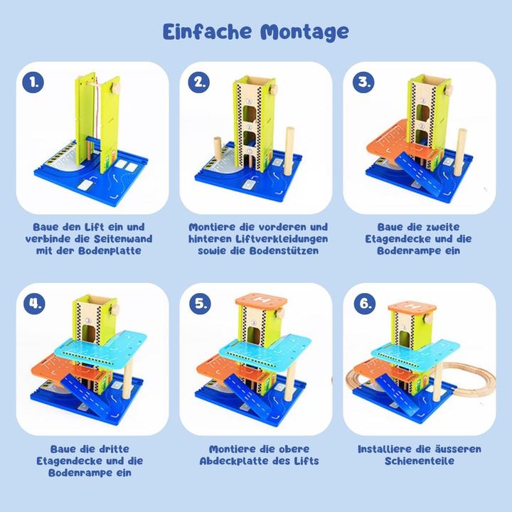 Produktbild Hermex Holz-Parkhaus für Kinder mit Zubehör Parkgarage Spielzeug Spielgarage