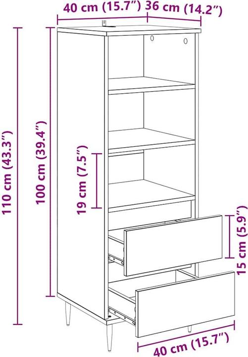 Image du produit vidaXL Modernes Highboard (36 x 40 x 110 cm)