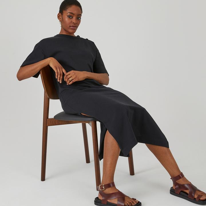 Image du produit La Redoute Collections Longue robe en jersey avec patte de boutonnage sur l'épaule (S)