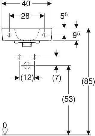Produktbild Geberit Handwaschbecken RENOVA PLAN o Hahnloch mit Überlauf 400x250mm weiss (250 mm, 400 mm)
