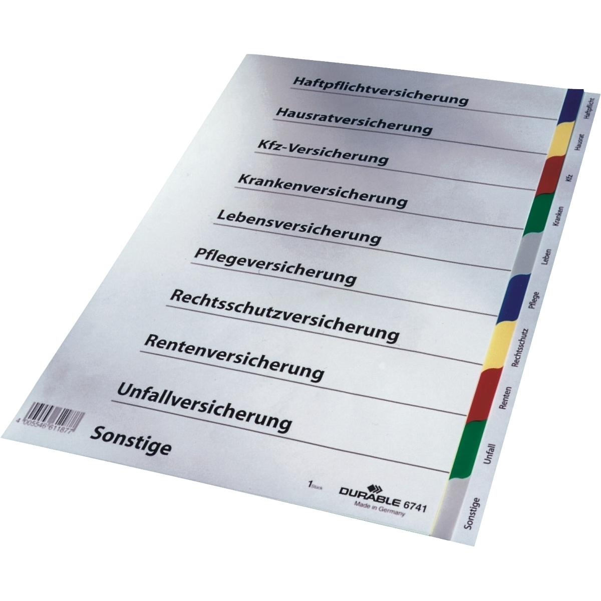 Thumbnail - 15x Durable, Ordner Zubehör, Register Versicherungen