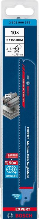 Produktbild Bosch Professional Zubehör EXPERT ‘Medium-Thick Tough Metal’ S 1155 HHM Säbelsägeblatt, 10 Stück
