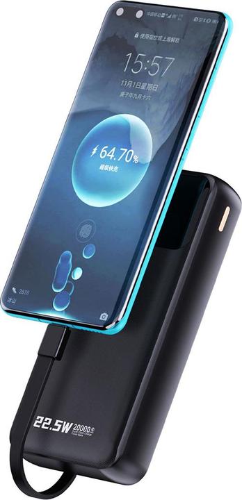 Image du produit Dudao K15Pro 20000mAh 22.5Watt 2x cable Black (20000 mAh, 22.50 W, 74 Wh)