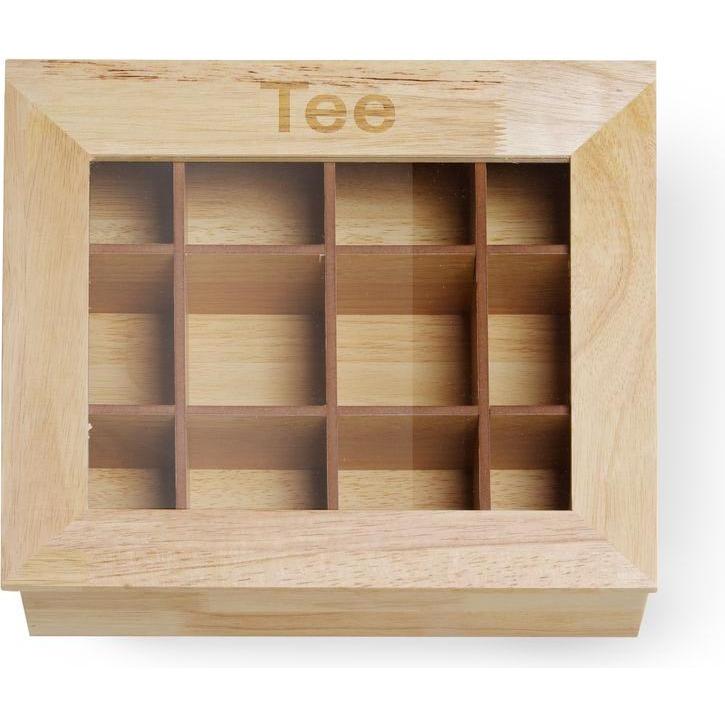 Thumbnail - Hendi Teebox 12 Faecher Holzbox mit Sichtfenster, Vorratsbehälter, Braun