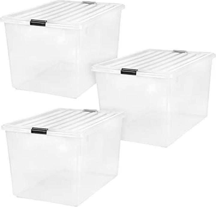 Iris Ohyama Stackable Plastic Storage Containers with Lids (30 cm, 3x)