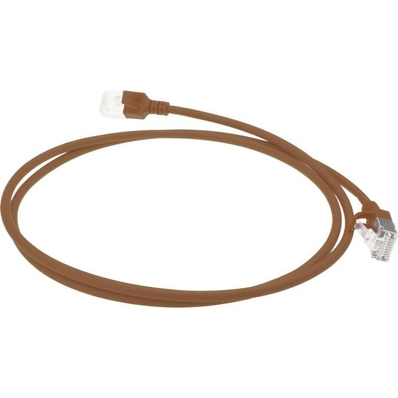 Thumbnail - ACT Brown 10 meter LSZH U/FTP CAT6A datacenter slimline patch cable snagless with RJ45 connectors (U/FTP, CAT6a, 10 m), ...