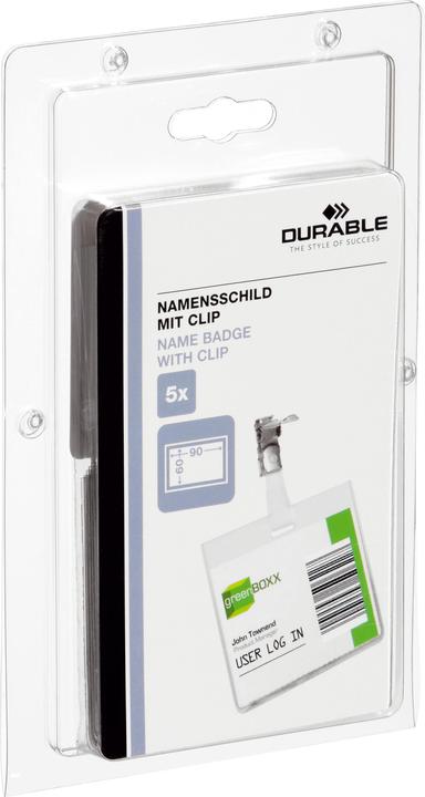 Image du produit Durable Badge, fermé en haut, avec clip, 90 x 60 mm