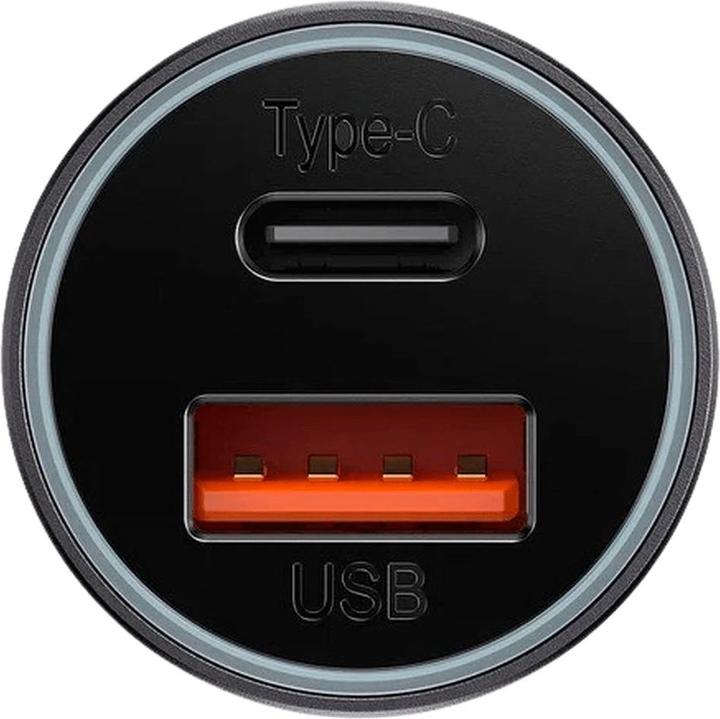 Actual product image Baseus Golden Contactor Max car charger, USB + USB-C, 60W (gray)