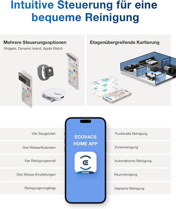 Produktbild Ecovacs Robotstvsuger Deebot T30C - White (20000 Pa, Wischpads (rotierend))
