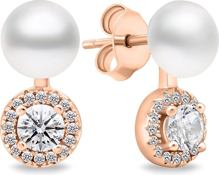 Brilio Silver - Elegant pearl earrings with zircons EA611R