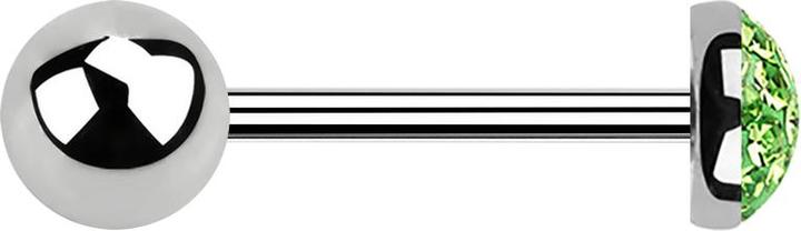 Actual product image Star Piercing Micro barbell silver with ball and crystal dome light green epoxy protective layer (without brass, Surgical steel 316L)