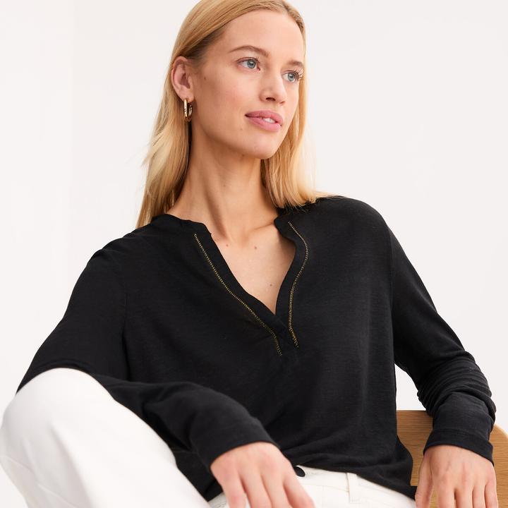 Actual product image Anne Weyburn Shirt mit rundem Ausschnitt und Knopfleiste (50)