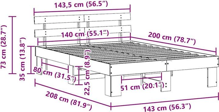 Image du produit vidaXL Bettrahmen (140 x 200 cm)