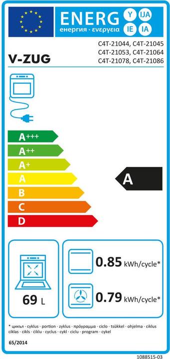 Energie-Label V-ZUG Combair V4000 76C