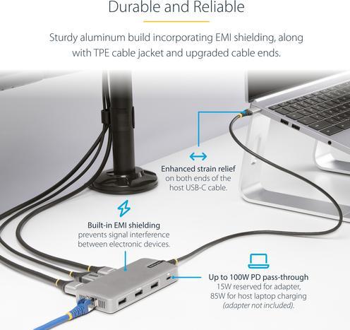Produktbild StarTech COM USB-C Triple-Monitor Multiport Adapter HDMI/DisplayPort USB Hub 3-Port 10Gbps USB Hub P (USB-C, 6 Ports)
