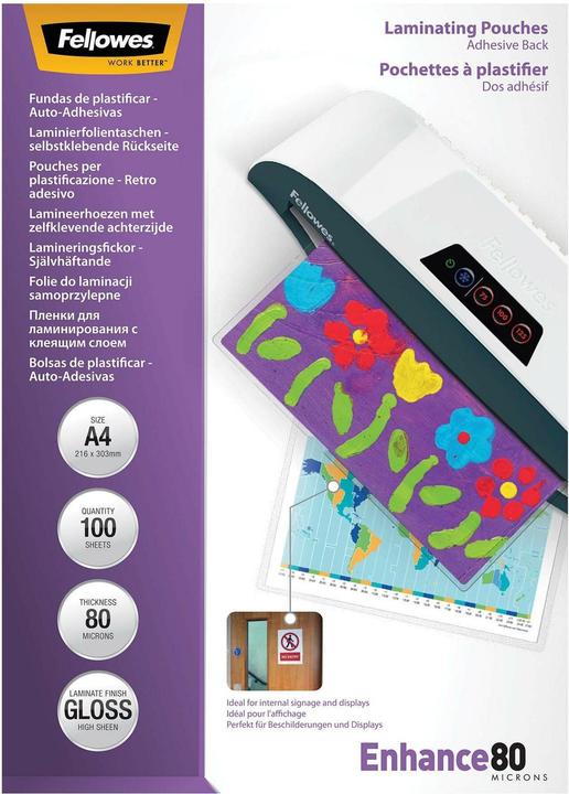 Actual product image Fellowes A4, 80 micron, self-adhesive (A4, 100 pcs., 80 µm)