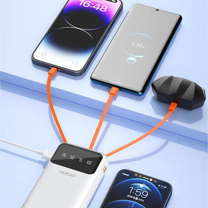 Image du produit Dudao Capacité Charger avec 3 câbles intégrés (20000 mAh, 10 W, 74 Wh)