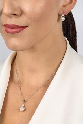 Immagine prodotto Brilio Silver - Charming Gold Plated Pearl Jewelry Set SET276Y (Earrings. Pendant)