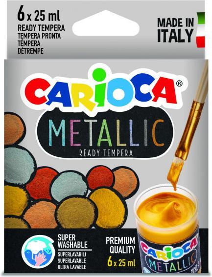 Produktbild Carioca Posterfarbe Metallic 6 Stück, Mehrfarbig (Silber, Gold, Roségold, Bronze, Kupfer, 25 ml)