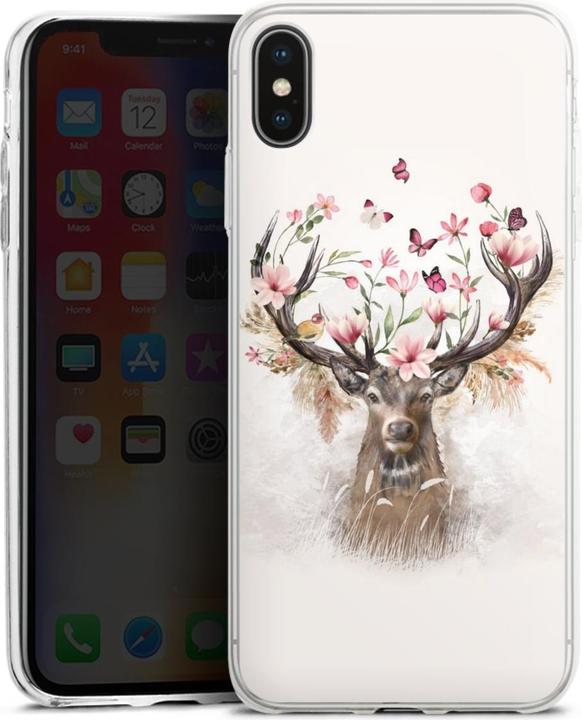 Produktbild DeinDesign Slim Case für Apple iPhone Xs Max Silikon Hülle Ultra Dünn Handyhülle Blumen Hirsch Tiere (Apple iPhone XS Max)