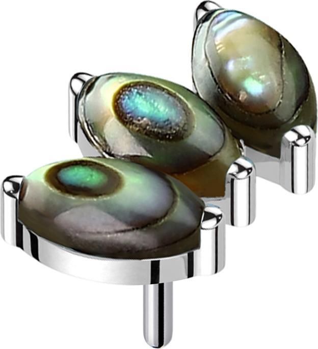Produktbild Star Piercing Threadless silber drei Ovale Abalone (ohne Messing, Organisch, Titan)