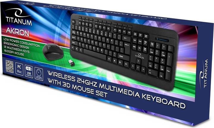 Produktbild Titanum ESPERANZA TK109 - 5901299942611 TK109 AKRON Wireless Keyboard and Wierless Mouse USB 2.4GHz (US, Kabelgebunden)