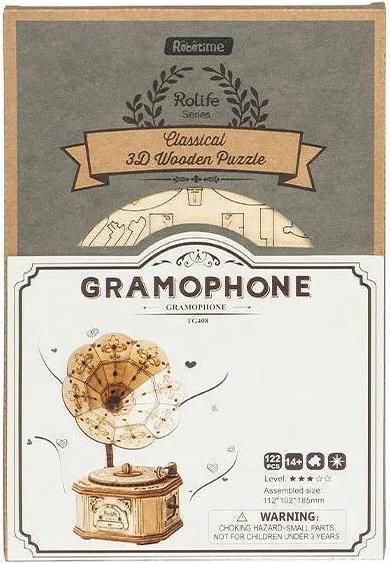 Produktbild Robotime Rolife 3D Holzpuzzle Grammophon 122 Teile