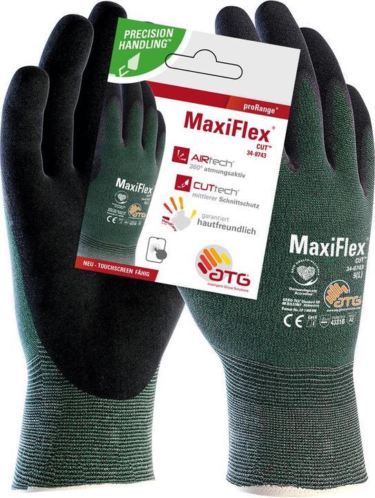 Produktbild ATG Schnittschutzhandschuhe MaxiFlex® Cut™ 34-8743 Grösse 10 grün/schwarz EN 388 PSA-Kategorie II (10)