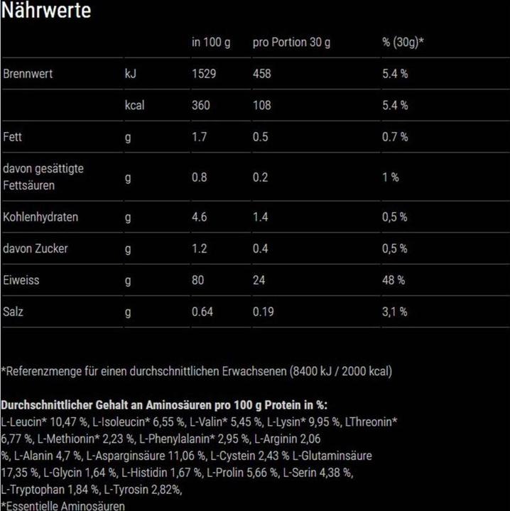 Nährwerte und Zutaten Woo Protein (600 g, 1x, Vanille)