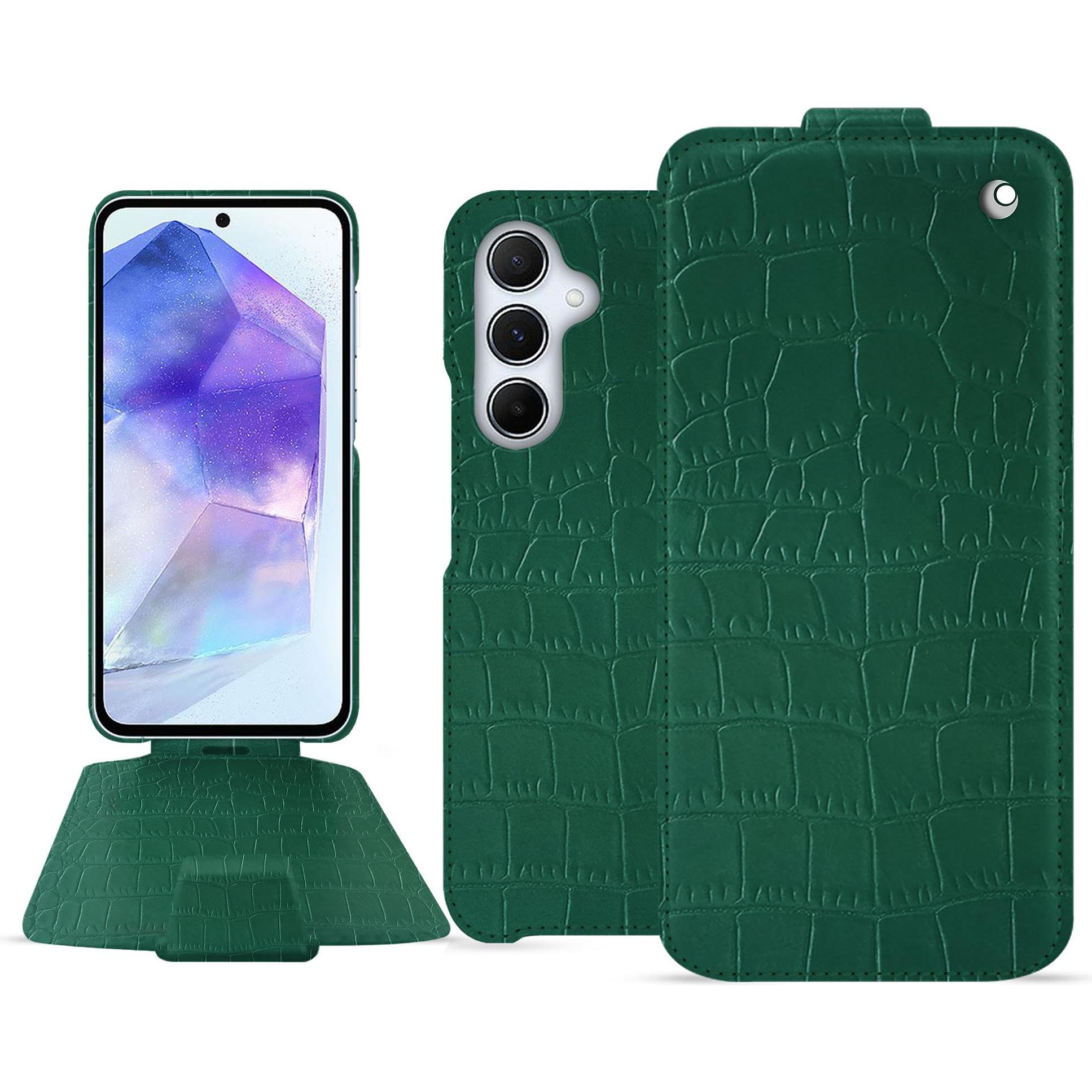 Thumbnail - Noreve Lederschutzhülle vertikal (Samsung Galaxy A55), Smartphone Hülle, Grün