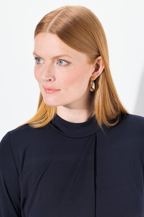 Produktbild Ulla Popken Slinky-Blusenshirt, Zierfalte, Stehkragen, 3/4-Arm (62)