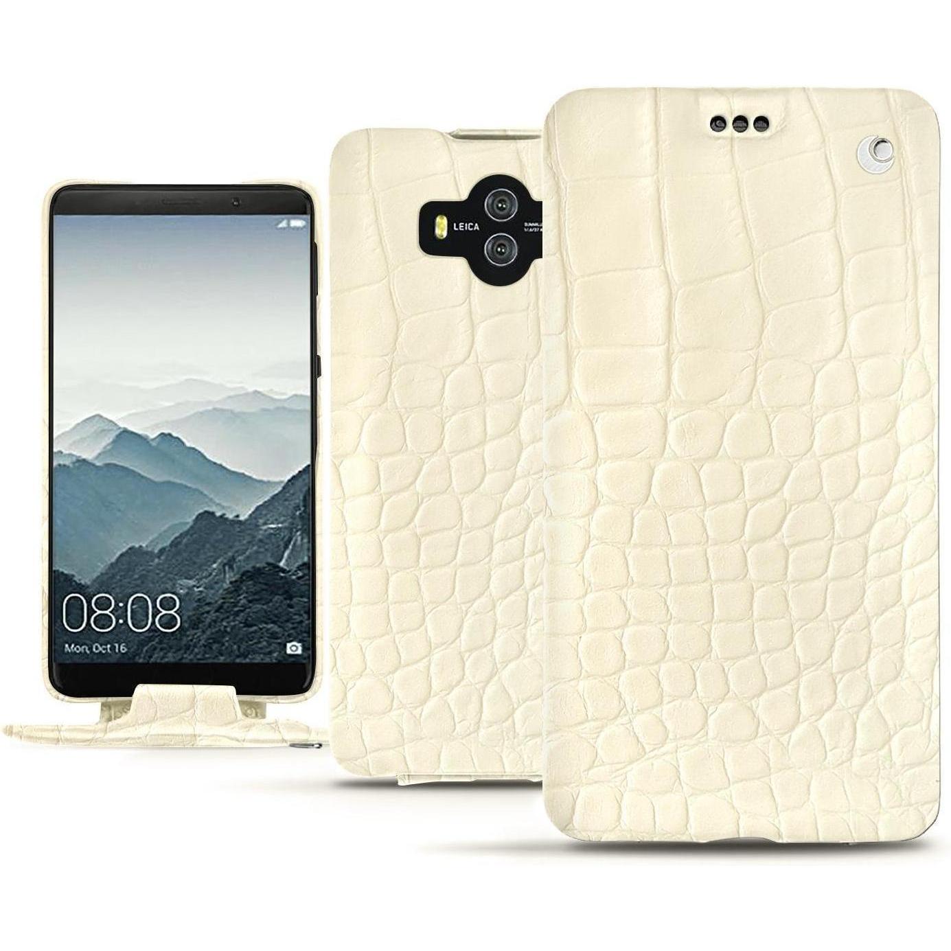 Noreve Lederschutzhülle vertikal (Huawei Mate 10), Smartphone Hülle, Weiss